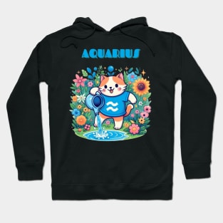 Aquarius Zodiac Cat Hoodie